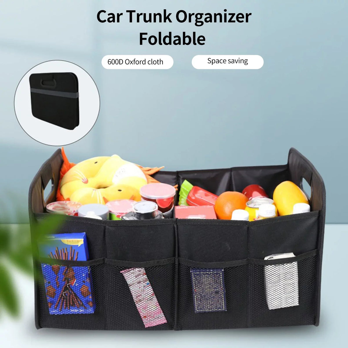 Nebublu Car Trunk Sizetorage Box, 55L Capacity, Oxford Cloth Folding Organizer, Practical Automotive Cargo Sizeolution