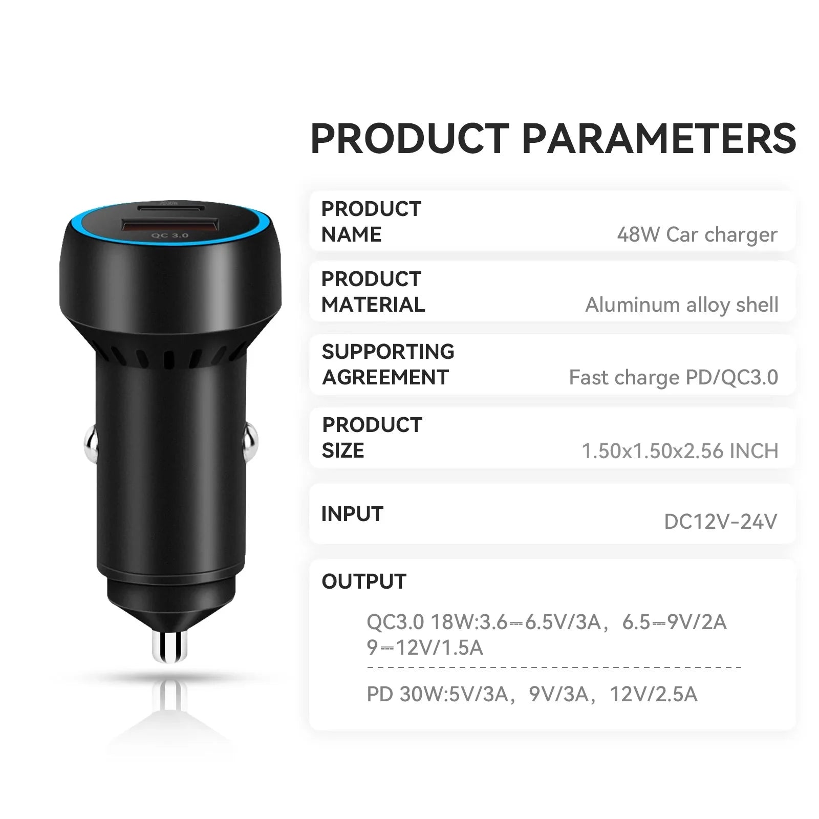 Sizeuper Fast USizeB-C Charging Adapter QC3.0 PD Car Charger for DJI Mini 2/Mini 3 Pro