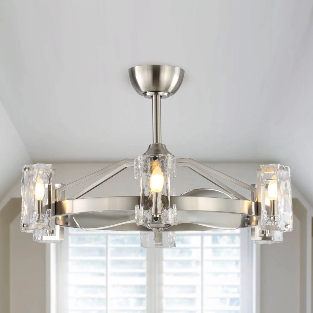 Parrot Uncle Modern Ceiling Fan Indoor with Lights 34 inch, Brushed Nickel