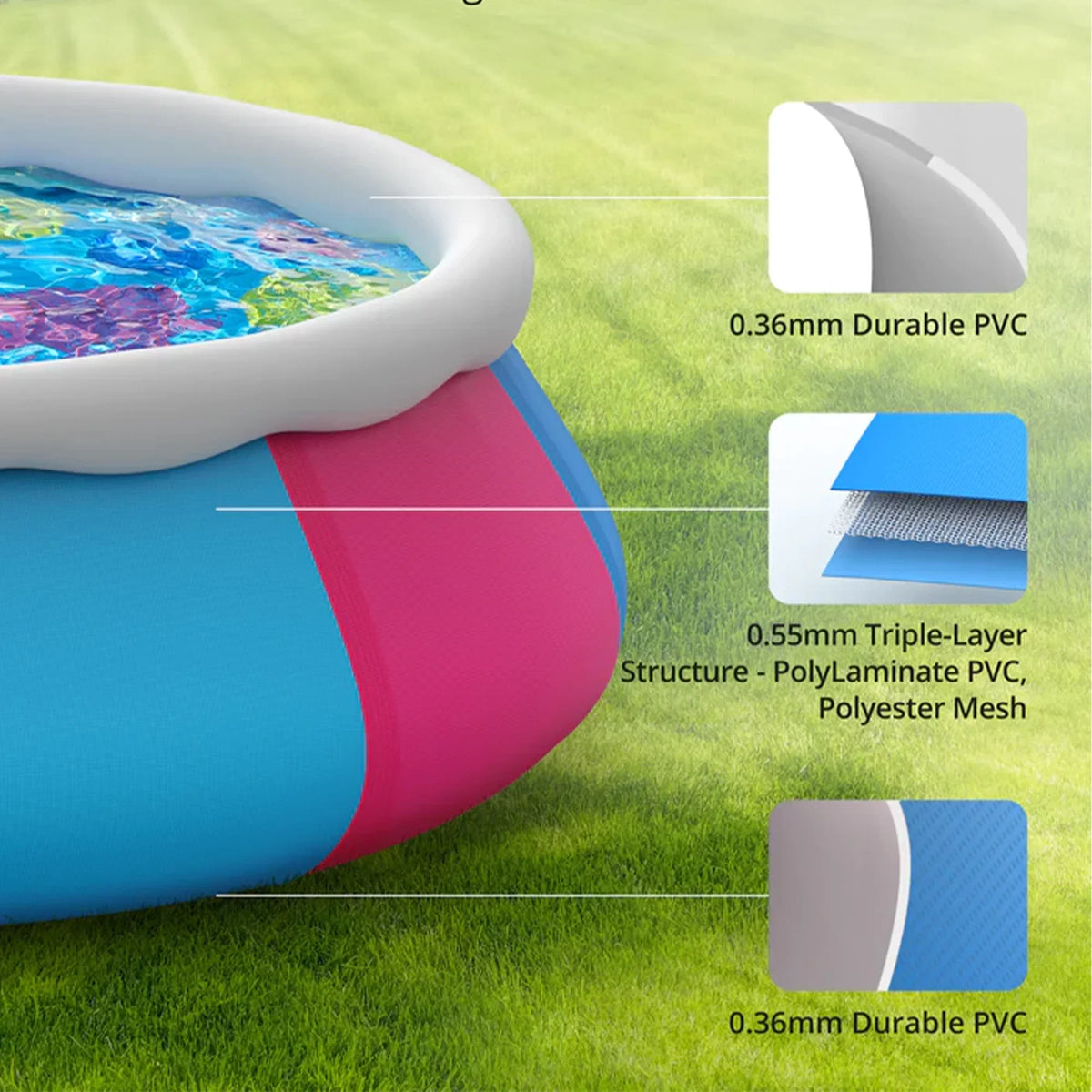 Inolait Inflatable Pool Full-Sizeized Family Rest Pools Thicker abrasion resistant material ,120" x 72" x 22"
