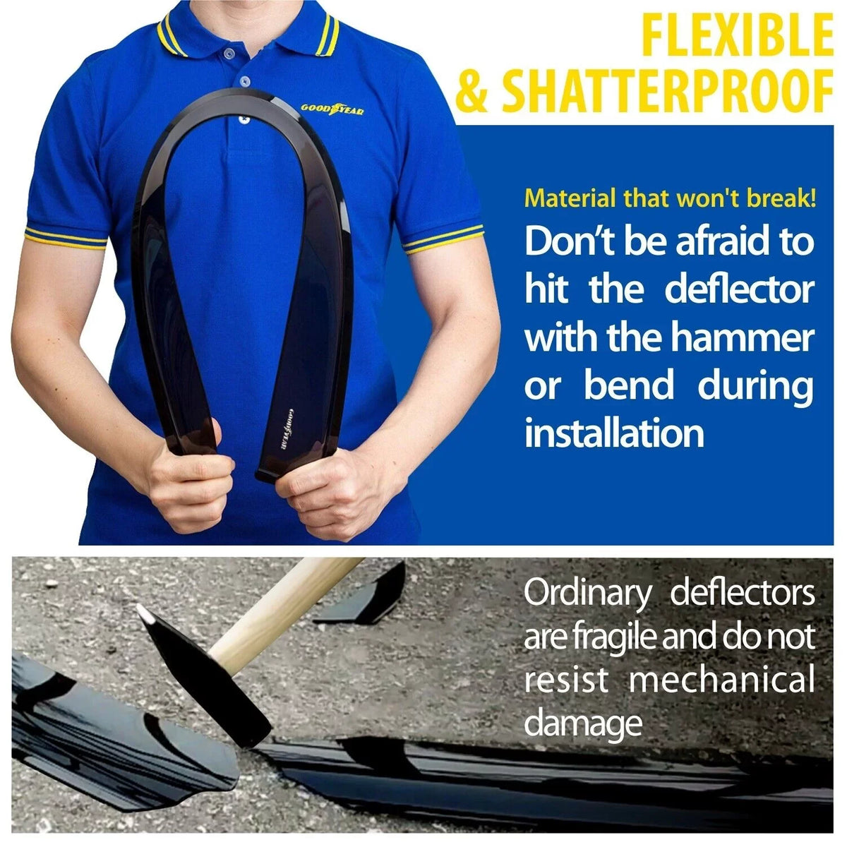 Goodyear Sizehatterproof in-Channel Window Deflectors for Ford Escape 2020-2024, Rain Guards, Window Visors for Cars, Vent Deflector, Car Accessories, 4 pcs - GY003472