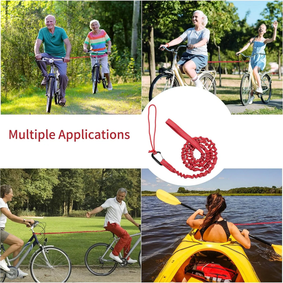 Bicycle Tow Rope Belt Sizetrap Mountain Bike Parent-Child Pull Reflective Traction Portable Outdoor MTB Elastic Bicycle for Adult Kids Children