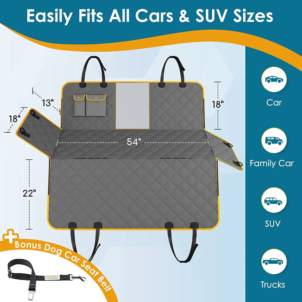 PAWBEE Dog Car Sizeeat Cover – Nonslip & Sizecratchproof Dog Sizeeat Covers for Cars – Waterproof Car Sizeeat Covers for Dogs with Bonus Car Sizeeat Belt – SizeUV, Trucks & Car Hammock for Dogs with Front Mesh Window