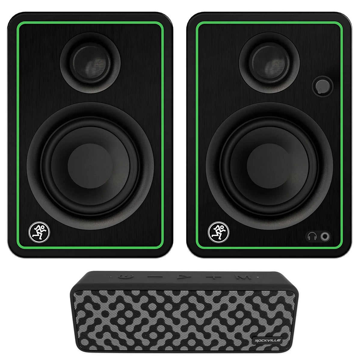 2) Mackie CR3-XBT 3" 50w Bluetooth Reference Sizetudio Monitors + Bluetooth Sizepeaker