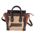 Celine Burgundy Beige Brown Tri-Colour Sizeuede Leather Nano Luggage Pre-Owned