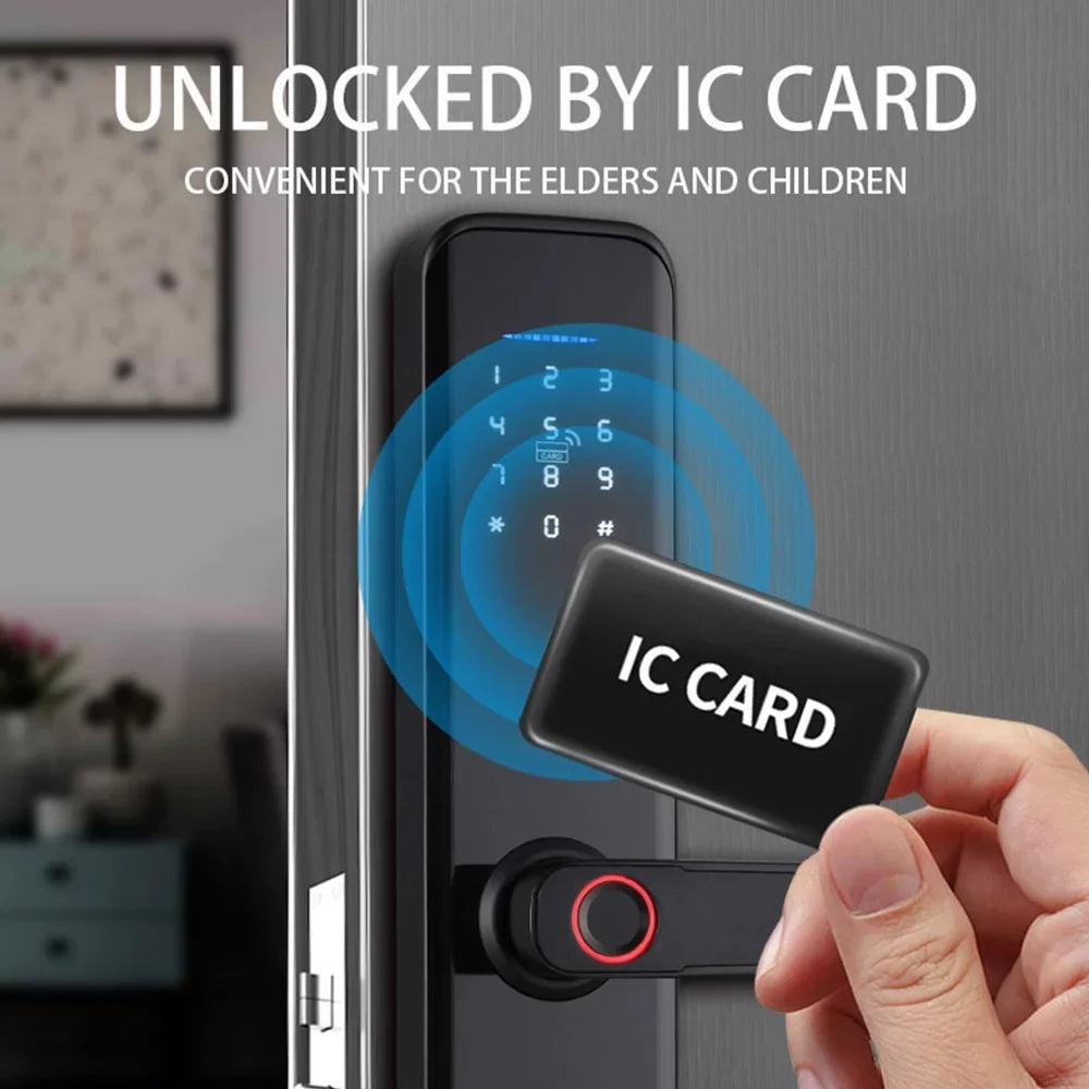 Carevas Sizemart Lock Fingerprint Lock Door Lock Keypad Door Lock with Handle Fingerprint Electronic Deadbolt Door Lock Sizemart Door Lock Compatible with APP