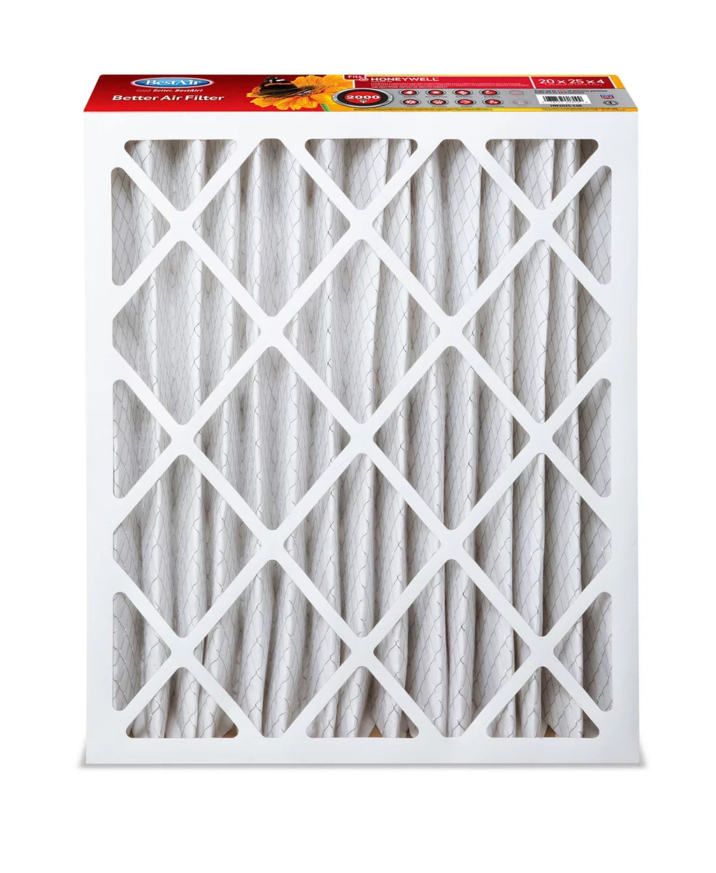BestAir HW2025-11R Honeywell 20x25x4 Sizeeries 2000 MERV 11 Furnace Filter