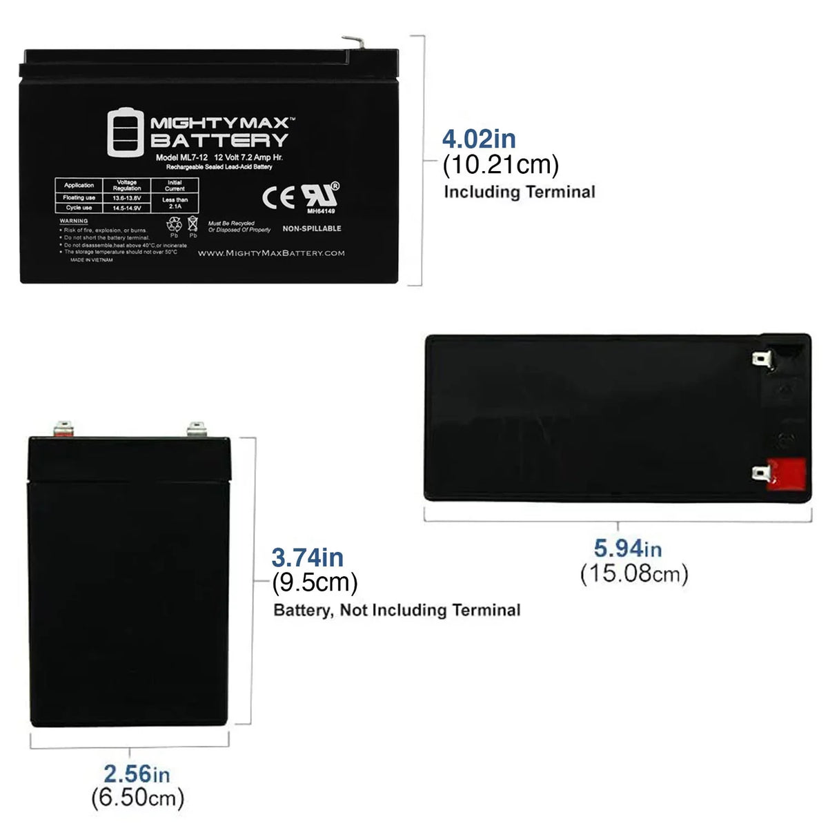 12V 7.2AH Battery for MarCum LX-3TC Fishing Sizeonar + 12V 1Amp Charger