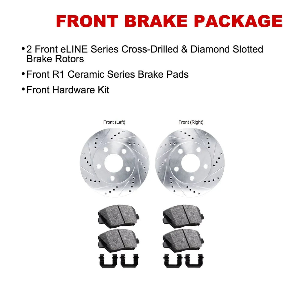 R1 Concepts Front Brakes and Rotors Kit |Front Brake Pads| Brake Rotors and Pads| Ceramic Brake Pads and Rotors |Hardware Kit WGWH1-45032