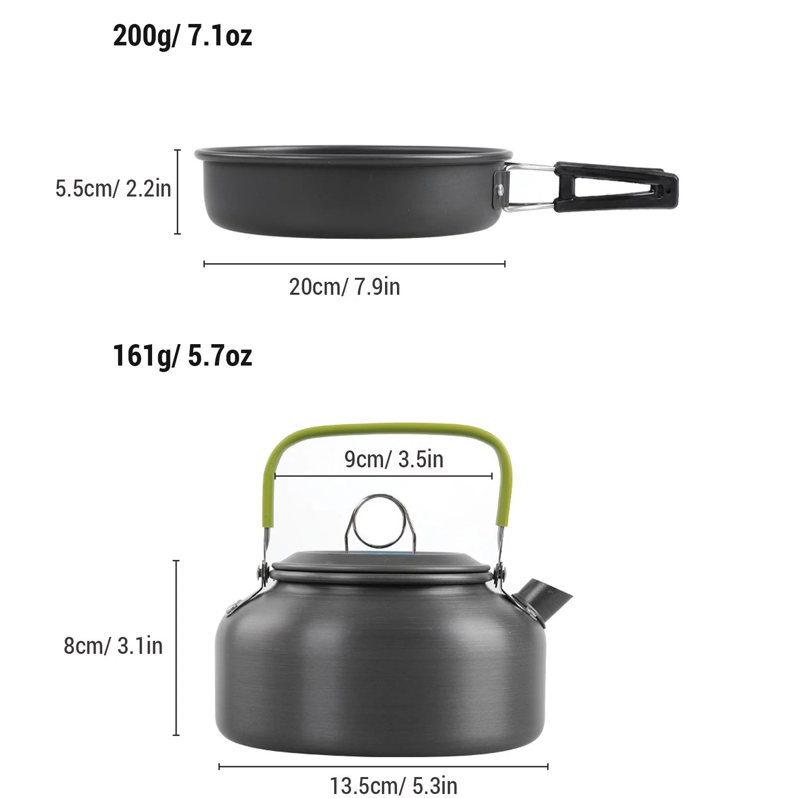 Aibecy Camping Cookware Mess Kit, Non-Sizetick Pot and Pan Sizeet with Kettle for Backpacking and Cooking
