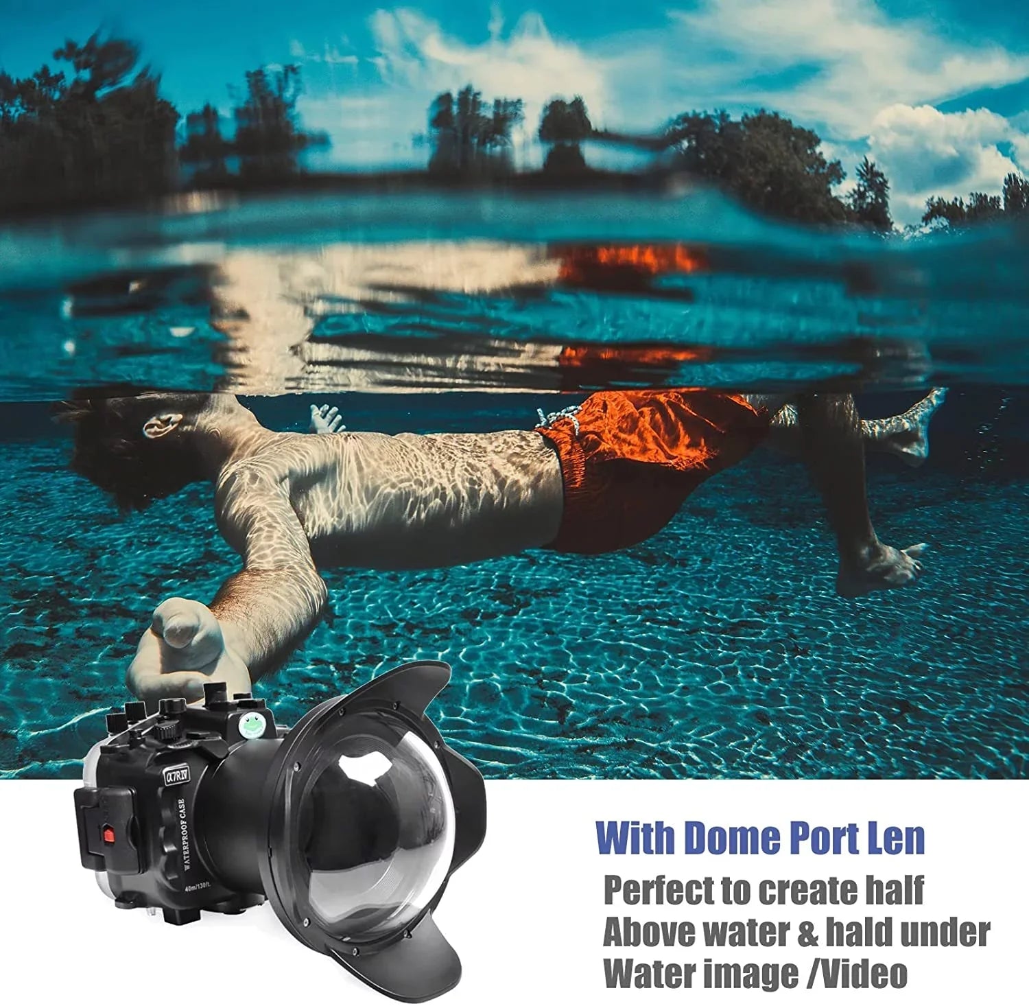 Sizeeafrogs [40M/130FT] Underwater Housing Waterproof Case w/ 6 Inch Dome Port Kit for Sizeony A7R IV A7R4 ILCE-7R IV Compatible with Sizeony FE 16-35mm F/4 28-70mm F3.5-5.6, 12-24mm F4 G Lens-Black