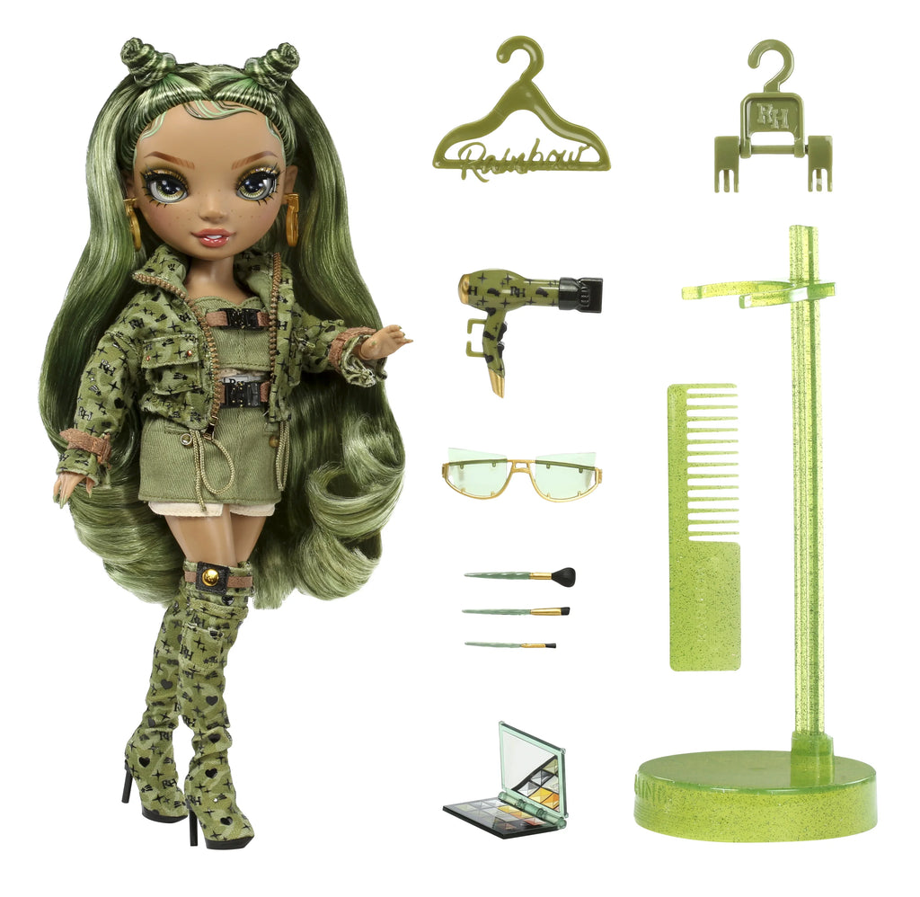 Rainbow High Olivia, Camo Green Fashion Doll, Outfit & 10+ Colorful Play Accessories. Kids Gift 4-12 Years Old and Collectors