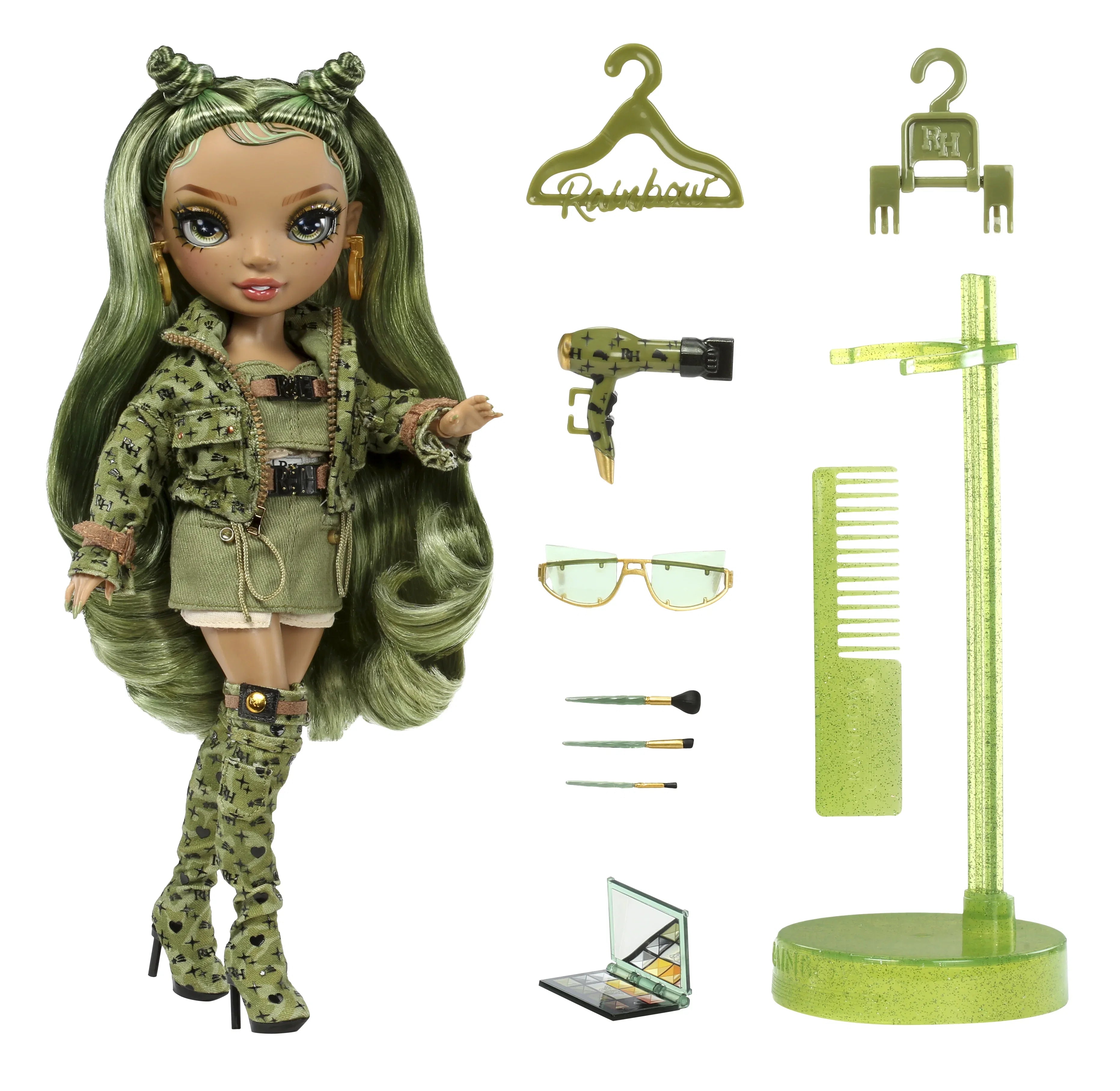 Rainbow High Olivia, Camo Green Fashion Doll, Outfit & 10+ Colorful Play Accessories. Kids Gift 4-12 Years Old and Collectors
