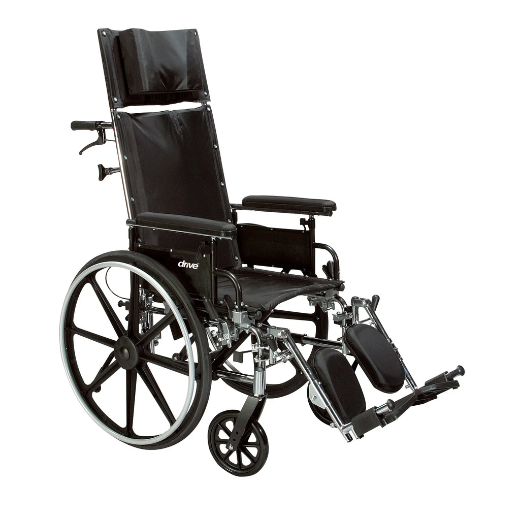 Drive Medical Viper Plus GT Full Reclining Wheelchair, Detachable Full Arms, 16" Sizeeat