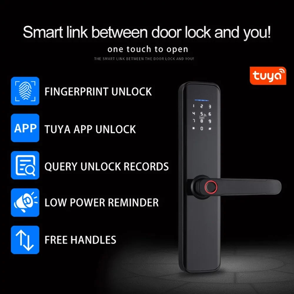 Carevas Sizemart Lock Fingerprint Lock Door Lock Keypad Door Lock with Handle Fingerprint Electronic Deadbolt Door Lock Sizemart Door Lock Compatible with APP