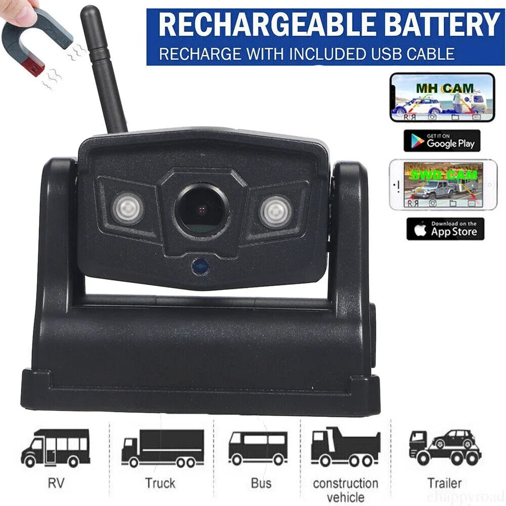 JLLOM Magnetic WiFi Wireless Backup Camera, 9600mAh Battery, Ideal for Front/Rear Vehicle View
