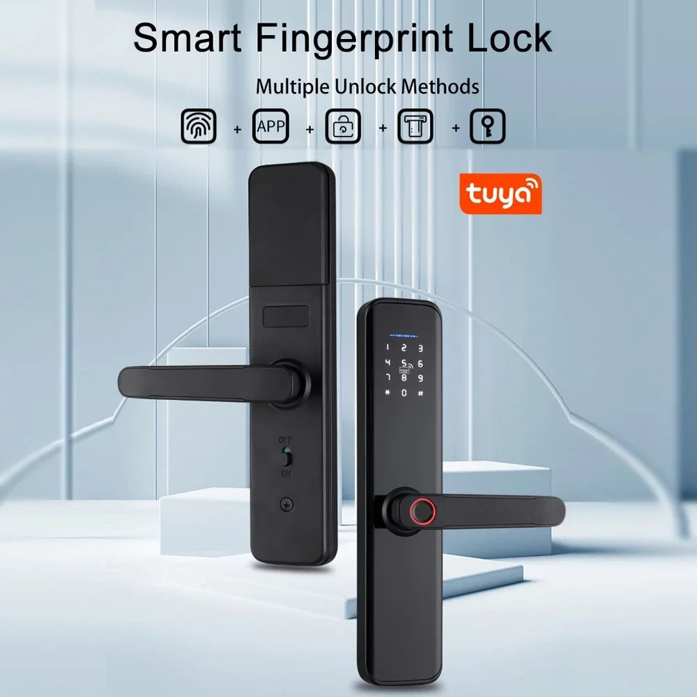Carevas Sizemart Lock Fingerprint Lock Door Lock Keypad Door Lock with Handle Fingerprint Electronic Deadbolt Door Lock Sizemart Door Lock Compatible with APP