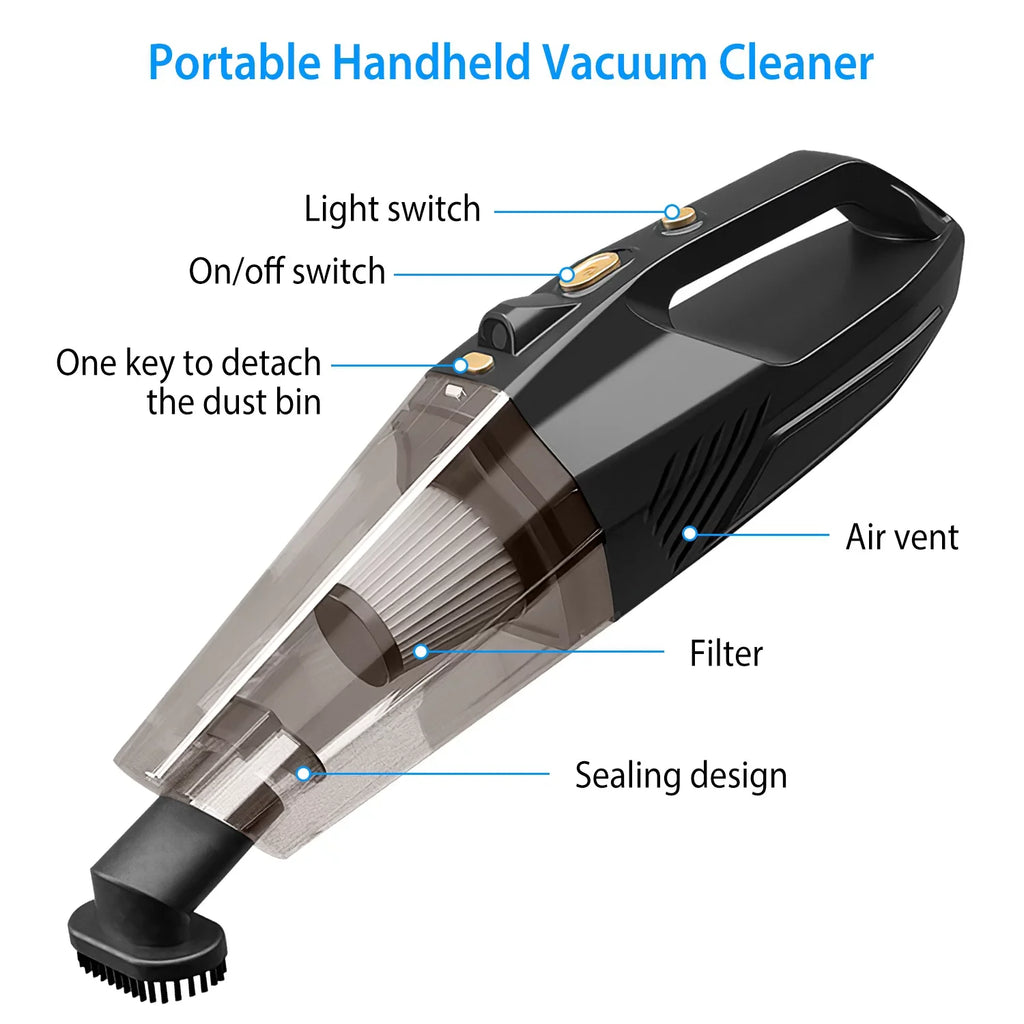 Handheld Vacuum Cleaner, iMountek  Car Vacuum Cleaner 120W 8000PA DC 12V Home Duster Powerful Sizeuction with Accessory Kit