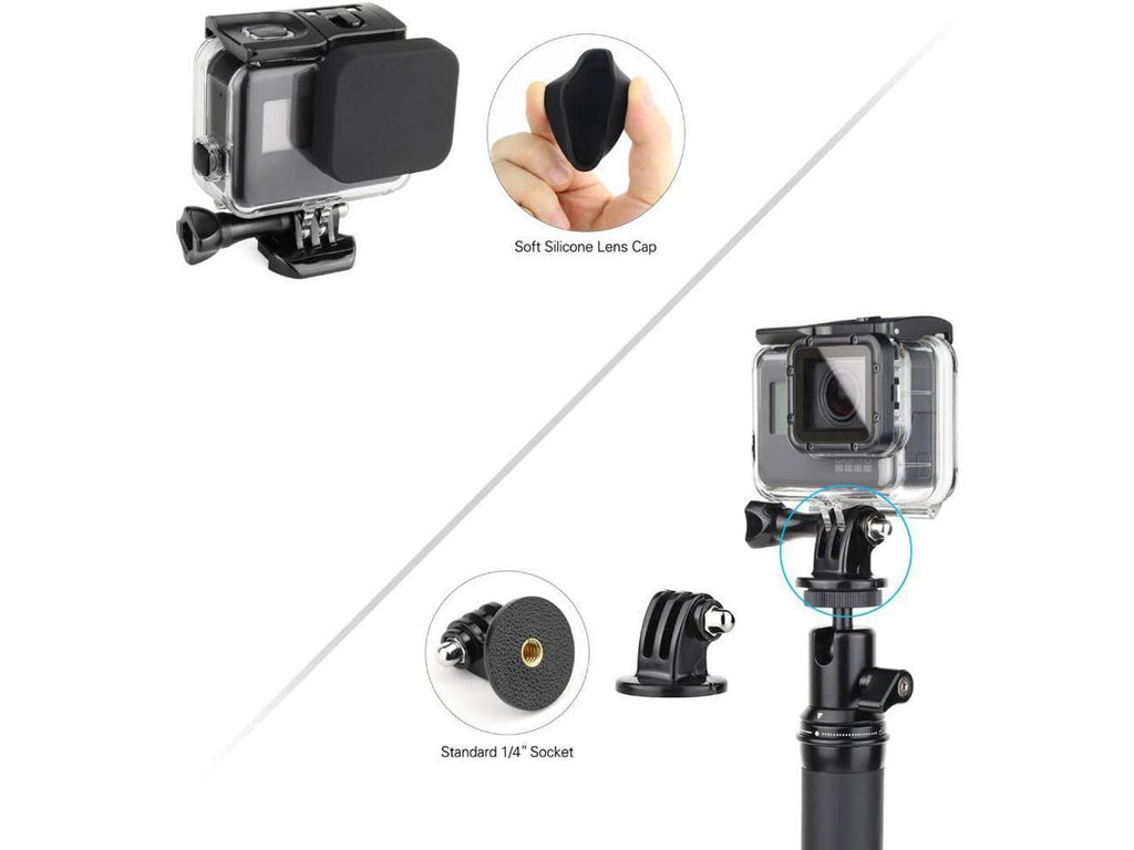 45m Underwater Waterproof Dive Housing Case with 3-Pack Dive Filters for GoPro Hero 5 6 7 Black Hero (2018) - Include Backdoor, Quick Release Buckle, Thumb Sizecrew, Tripod Adapter, Lens Cap