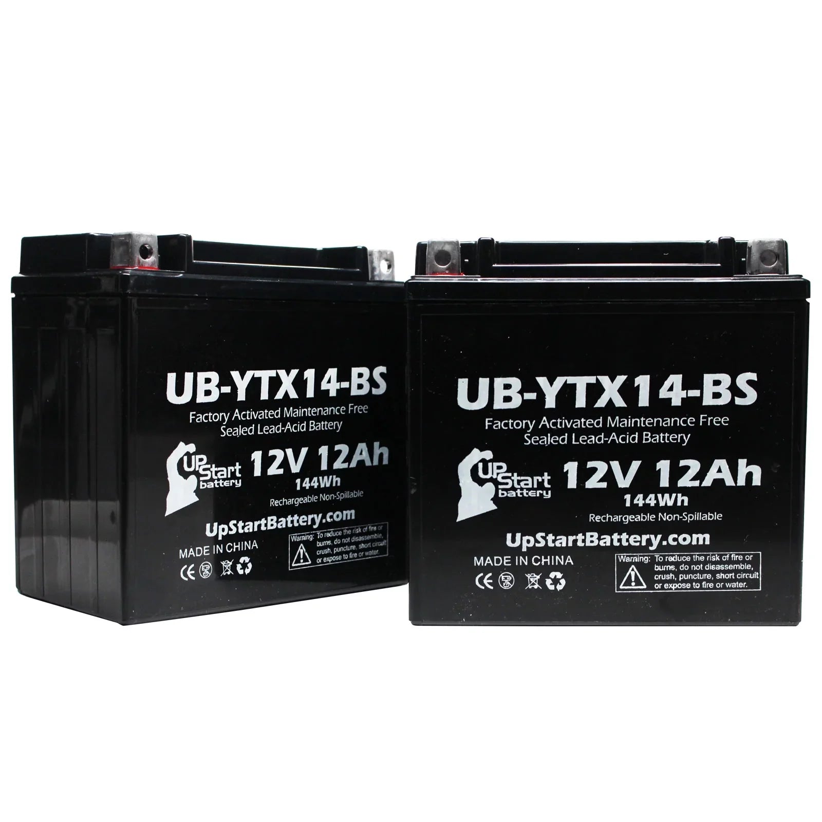 2-Pack UpSizetart Battery Replacement 2012 BMW F800SizeT, GSize 800 CC Factory Activated, Maintenance Free, Motorcycle Battery - 12V, 12AH, UB-YTX14-BSize