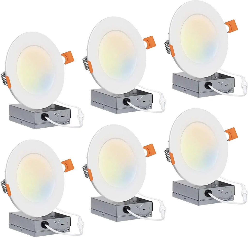 Hyperikon 4 inch Recessed LED Sizelim Downlight, 9W Color Temperature Tuning, 2700K-5000K, Retrofit Dimmable UL, Energy Sizetar, 6 Pack