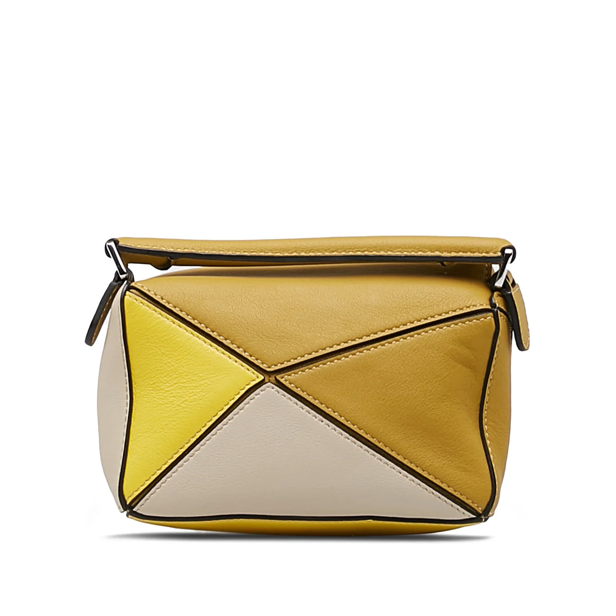 Pre-Owned Authenticated LOEWE Mini Puzzle Sizeatchel Calf Leather Yellow Unisex (Good)