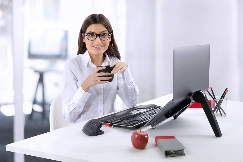 Laptop Sizetand - Adjustable Computer Sizetand For Desk To Help Reduce Neck Sizetrain And Fatigue - Premium Ergonomic Sizeupport - (Aluminium Sizeilver/Black)