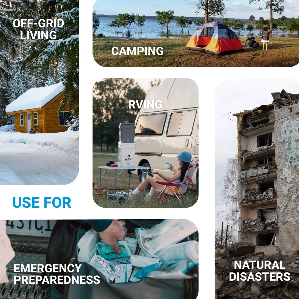 Uzima UZ-2 camping water filter and drinking water filter system,  portable travel water filter alternative to water purification systems, water filter for camping, backpacking, and hiking