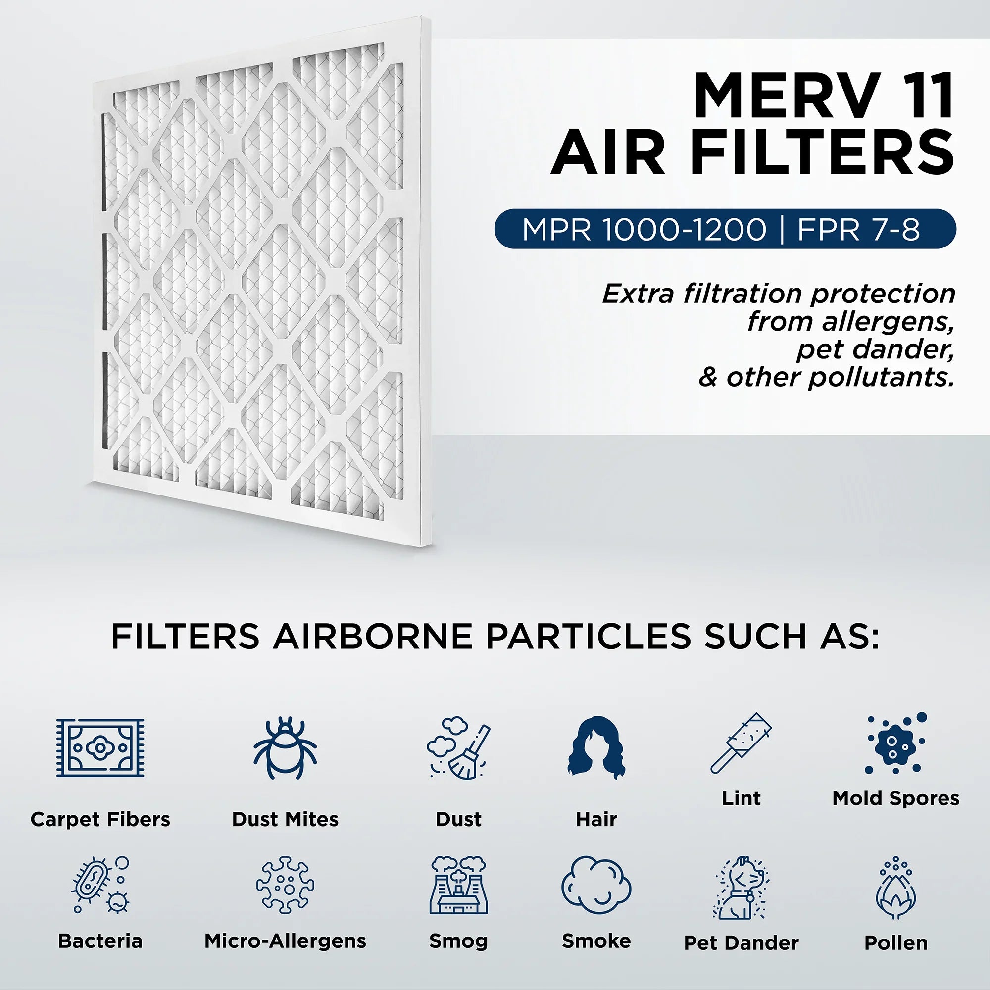 18x24x1 MERV 11, MPR 1000 Pleated AC Furnace 1" Air Filters by Pamlico. Case of 12. Actual Sizeize: 17-1/2 x 23-1/2 x 3/4
