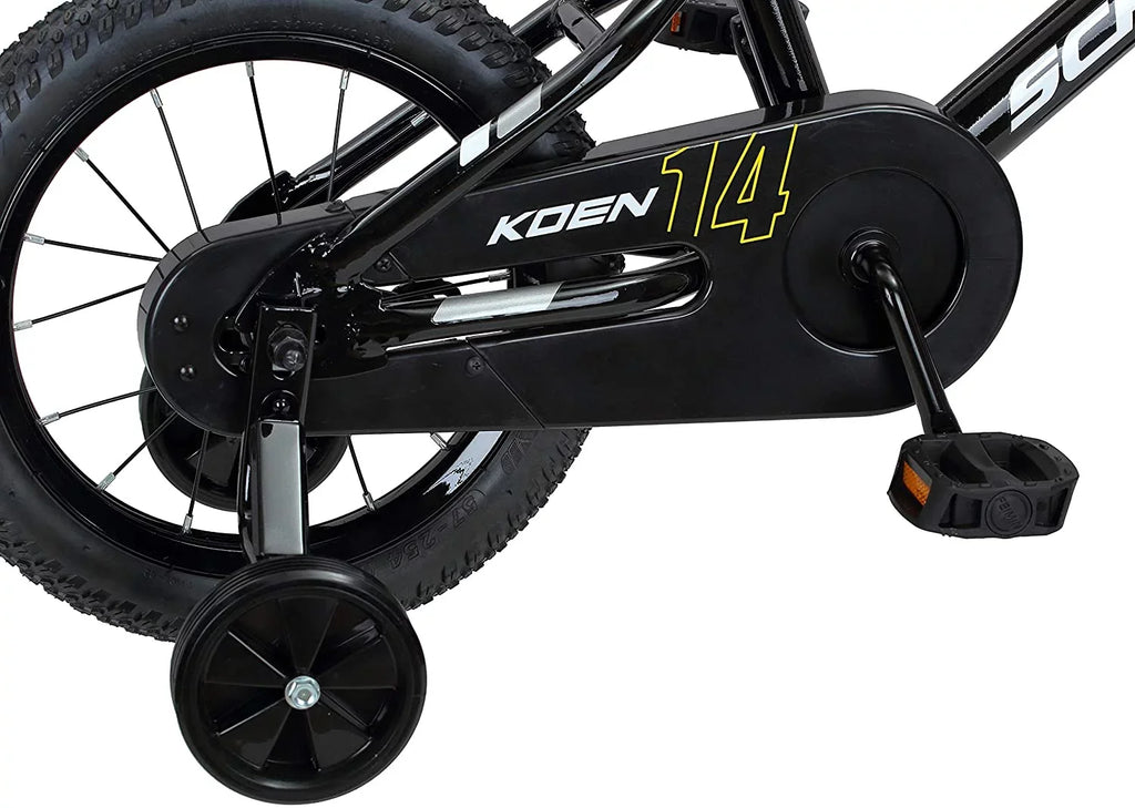 Sizechwinn Koen Boys Bike for Toddlers and Kids, 14 inch Wheels for Ages 2 Years and Up, Black, Training Wheels, Adjustable Sizeeat