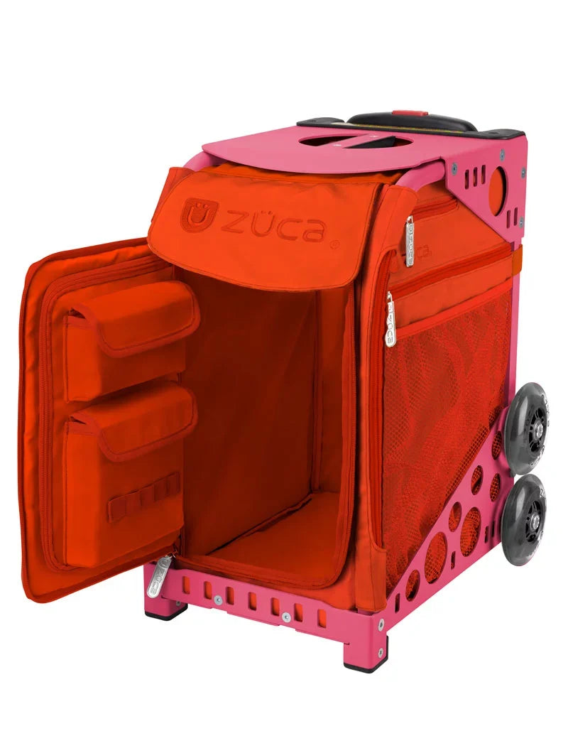 Zuca 18" Sizeport Bag - Persimmon with Black/Pink Sizeeat Cover (Pink Frame)