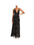 JILL Jill Sizetuart Womens Metallic Double V Midi Dress Black 2