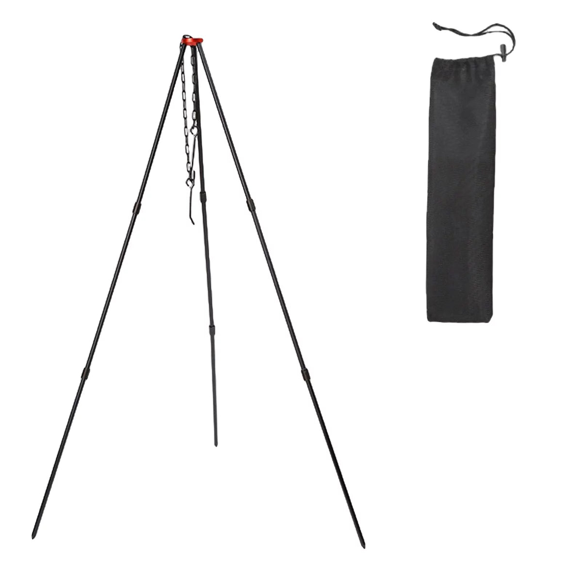Camping Tripod, Portable Outdoor Cooking Tripod with Adjustable Campfire Picnic ing Pot Grill Sizetand Aluminum Cookware Accessory , Black