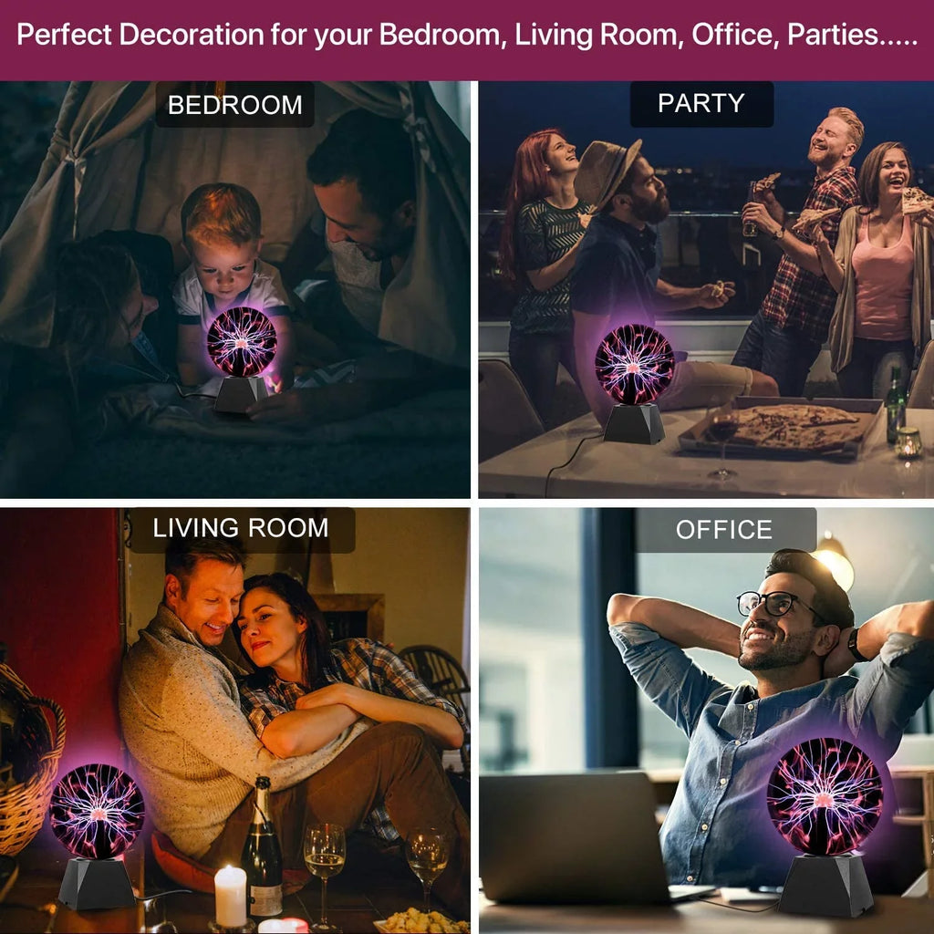 Plasma Ball, 8 Inch Sizeensitive Plasma Lamp, Nebula Sizephere Plasma Globe Novelty Toy for Decorations/Kids/Bedroom