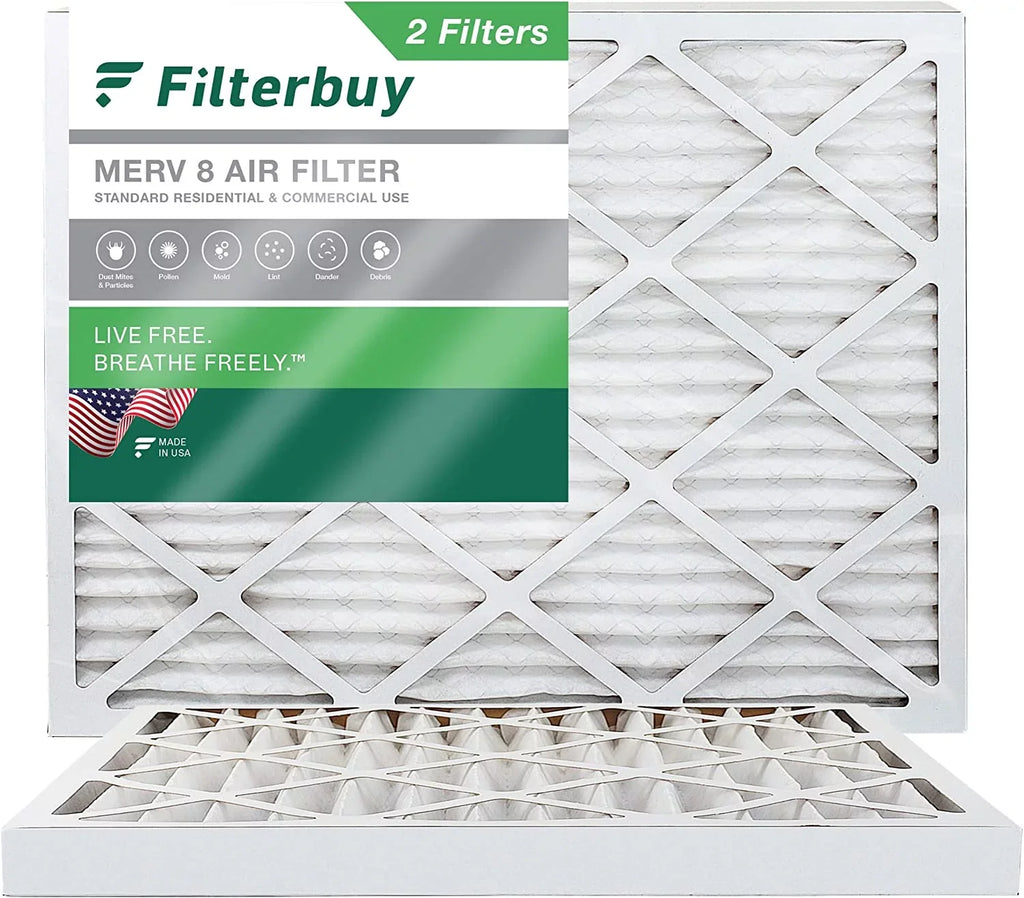 Filterbuy 25x32x2 MERV 8 Pleated HVAC AC Furnace Air Filters (2-Pack)