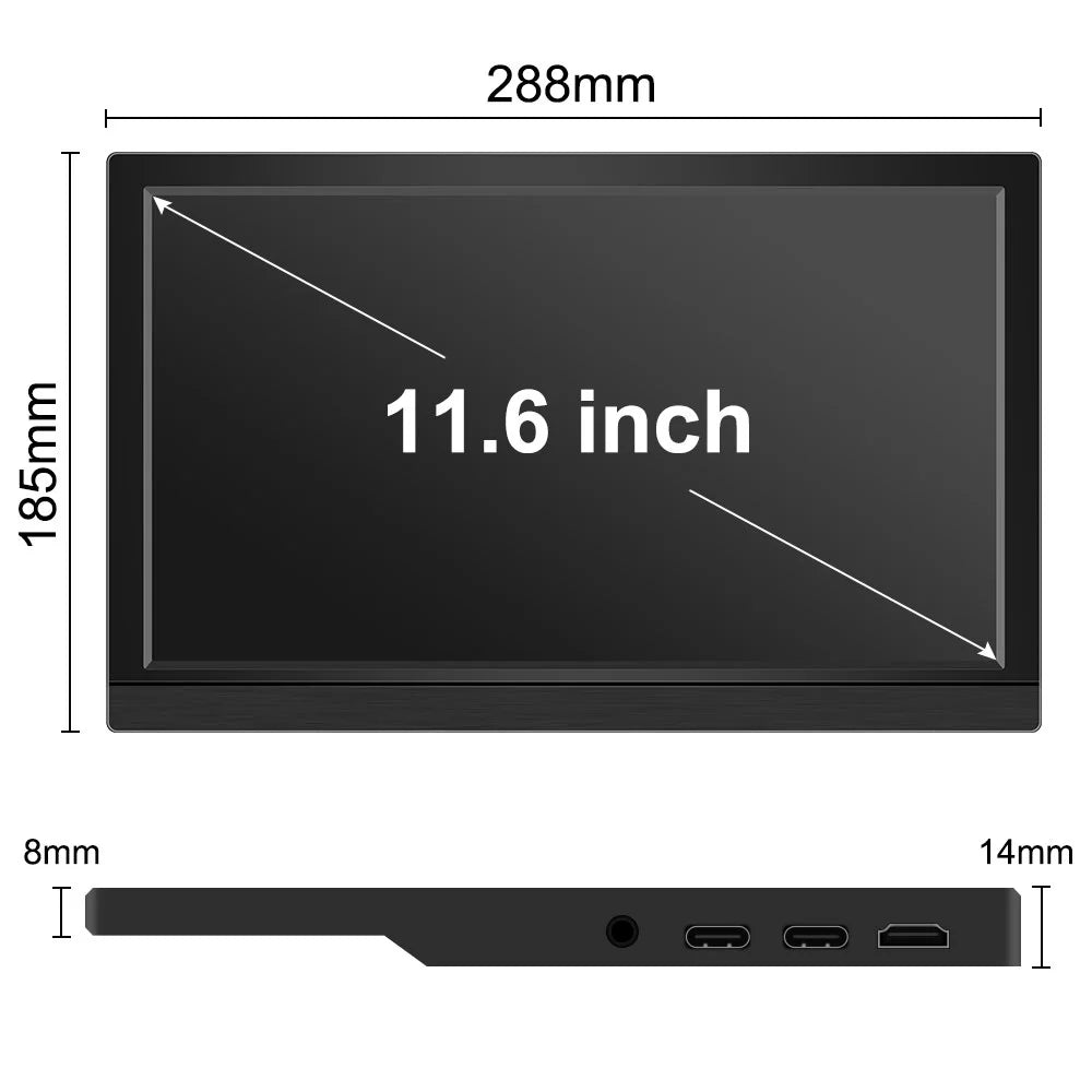 Protable Monitor 11.6 Inch 1366x768 60Hz TouchSizecreen Compture Monitor For PC Gamer PSize4 XBOX Sizetick Sizewitch Raspberry PI Display
