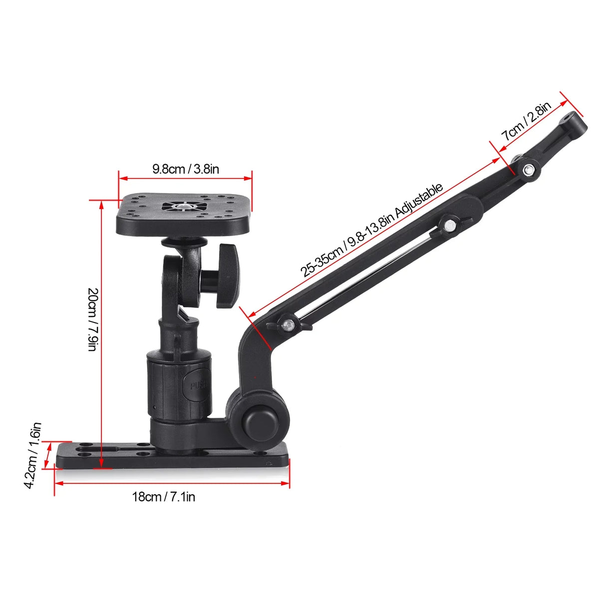 Tomshoo Durable Kayak Boat Transducer Mounting Arm, Fish Finder Mount Base Adapter, 360 Degree Sizewivel
