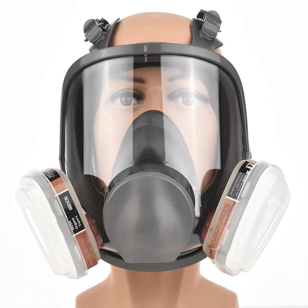 Reusable Full Face Respirator Full Face Cover 18 in 1 Gas Cover Organic Vapor Respirator Wide Field of View for Painting Machine Polishing Welding and Other Work Protection