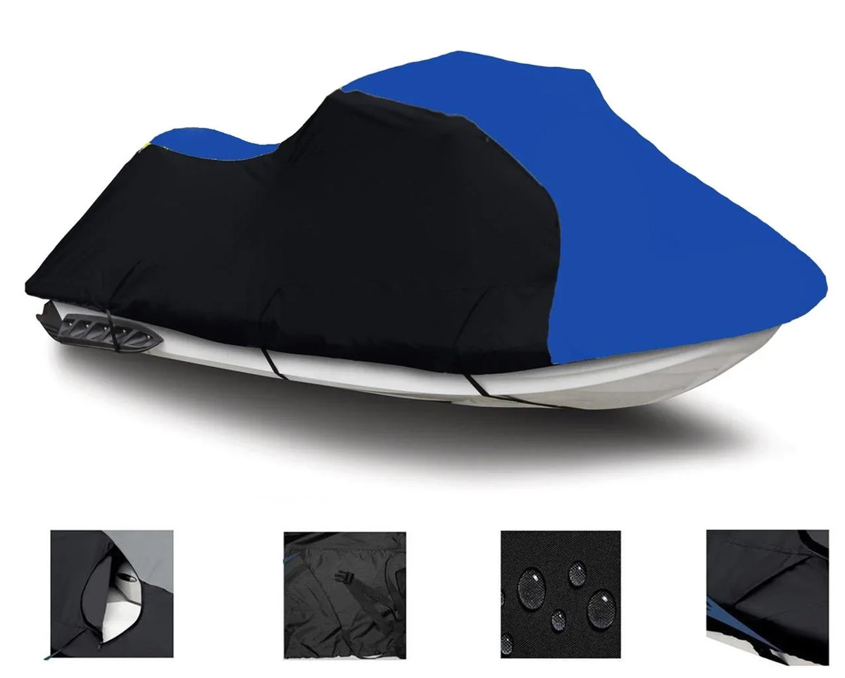BLACK / BLUE HEAVY-DUTY, PWC 600D JET SizeKI Cover Compatible for Yamaha Wave Runner FX 140 Cruiser 2003 2004