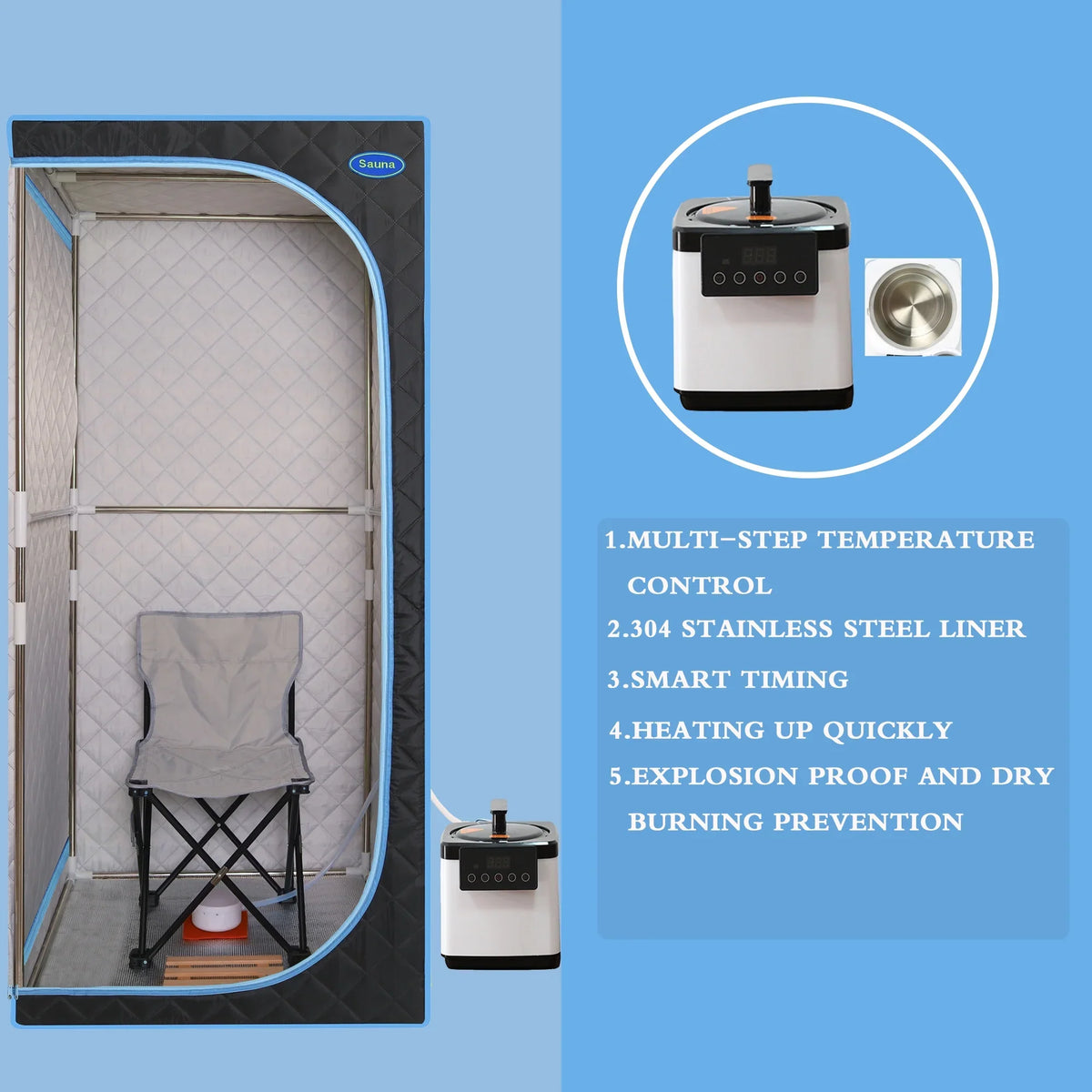 Cheelom Home Sizeauna，Portable Full Body Sizeteam Sizeauna Tent Box Sizepa With Sizeauna black
