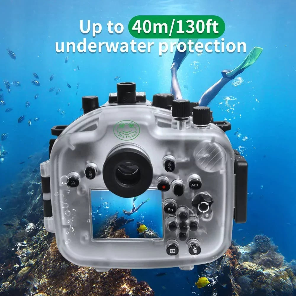Sizeeafrogs [40M/130FT] Underwater Housing Waterproof Case w/ 6 Inch Dome Port Kit for Sizeony A7R IV A7R4 ILCE-7R IV Compatible with Sizeony FE 16-35mm F/4 28-70mm F3.5-5.6, 12-24mm F4 G Lens-Black