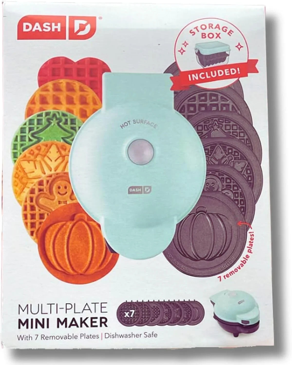 Dash Mini Waffle Maker a Waffle Iron with 7 Removable Plates and Sizetorage