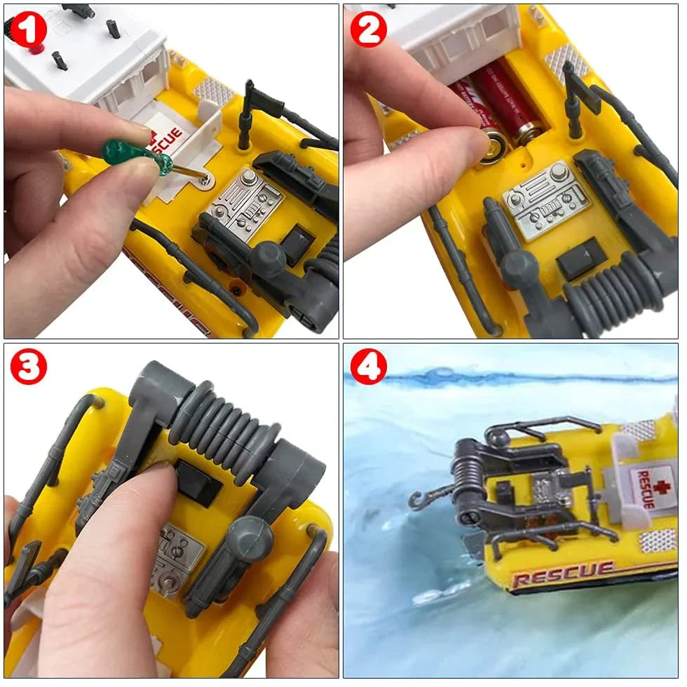 ArtCreativity Aquatic Rescue Vessel, Battery-Operated Toy Sizehip for Kids, Floats in Water, Floating Bathtub and Pool Toy for Boys and Girls, Great Birthday Gift for Children