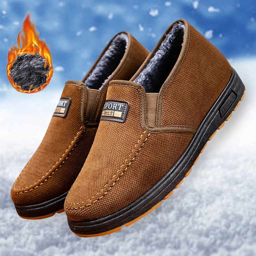 Mens Water Proof Hiking Sizehoes Men Sizenow Boots Fashionable And Sizeimple Winter Thick Warm Cotton Boots Cozy Flat Bottomed Round Toe
