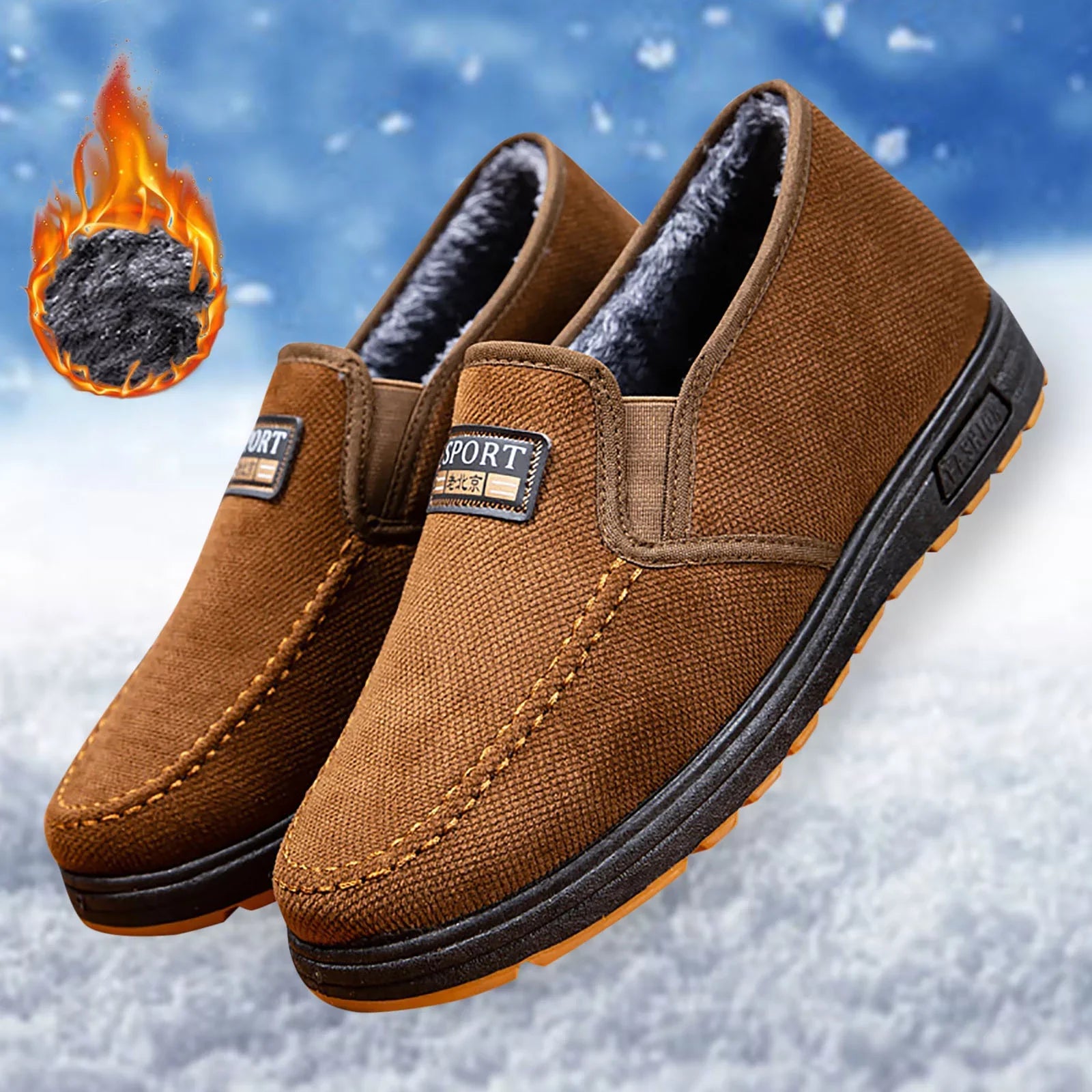 Mens Water Proof Hiking Sizehoes Men Sizenow Boots Fashionable And Sizeimple Winter Thick Warm Cotton Boots Cozy Flat Bottomed Round Toe