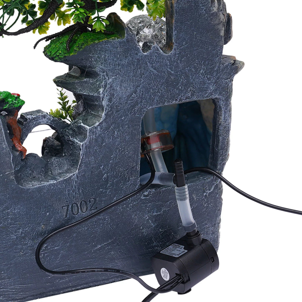 Classical Rockery Fountain with Led Lamp Glass Ball for Indoor Decor + Atomizer