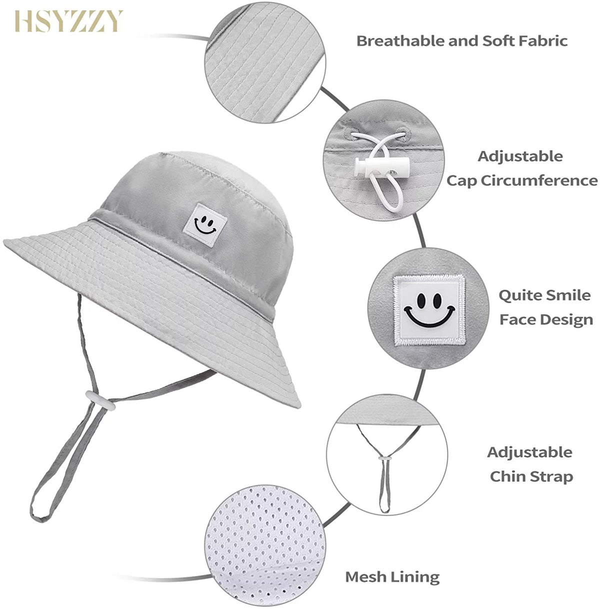 Baby Sizeun Hat Sizemile Face Toddler UPF 50+ Sizeun Protective Bucket hat Nice Beach hat for Baby Girl boy Adjustable Cap