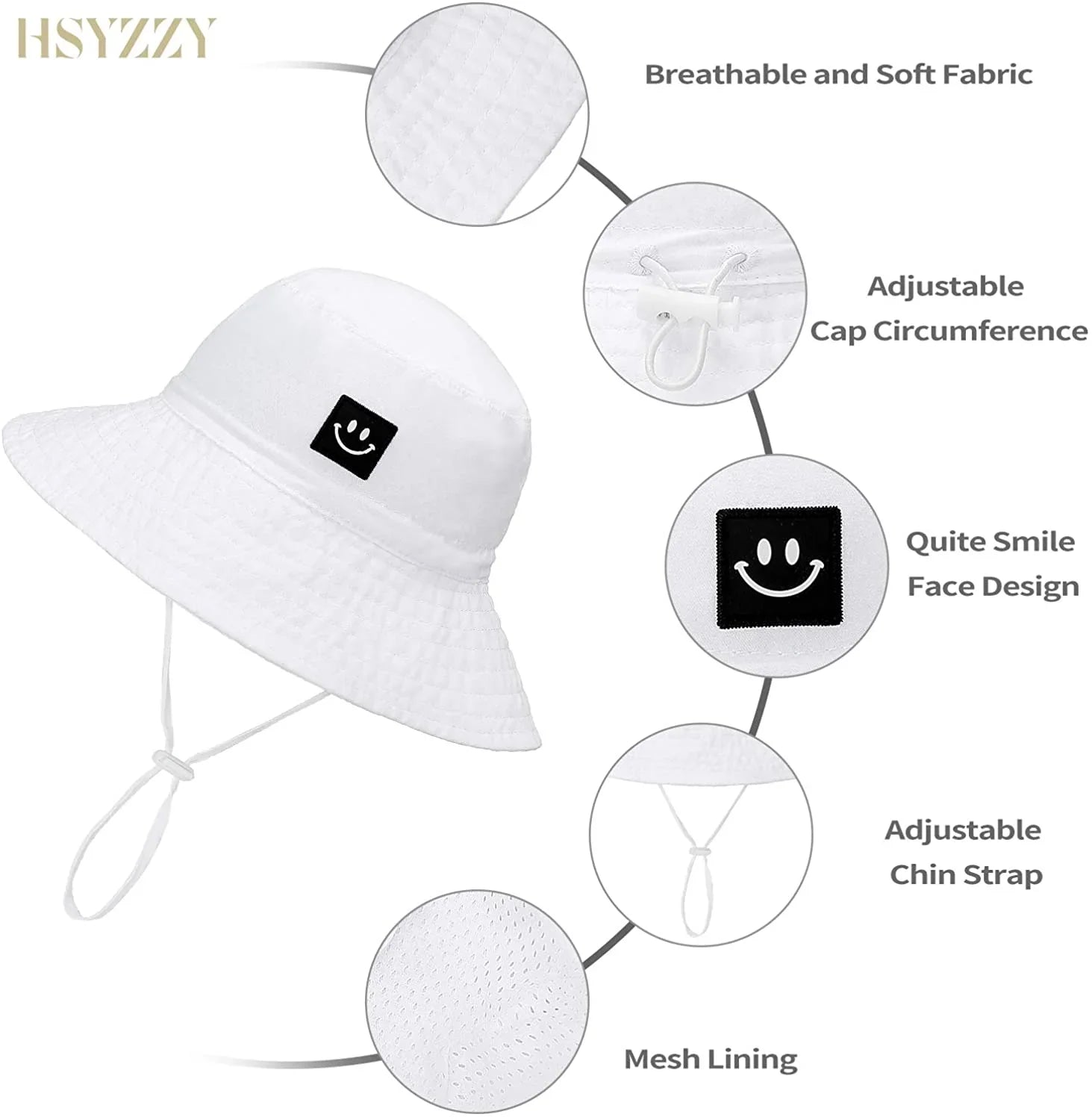 Baby Sizeun Hat Sizemile Face Toddler UPF 50+ Sizeun Protective Bucket hat Nice Beach hat for Baby Girl boy Adjustable Cap