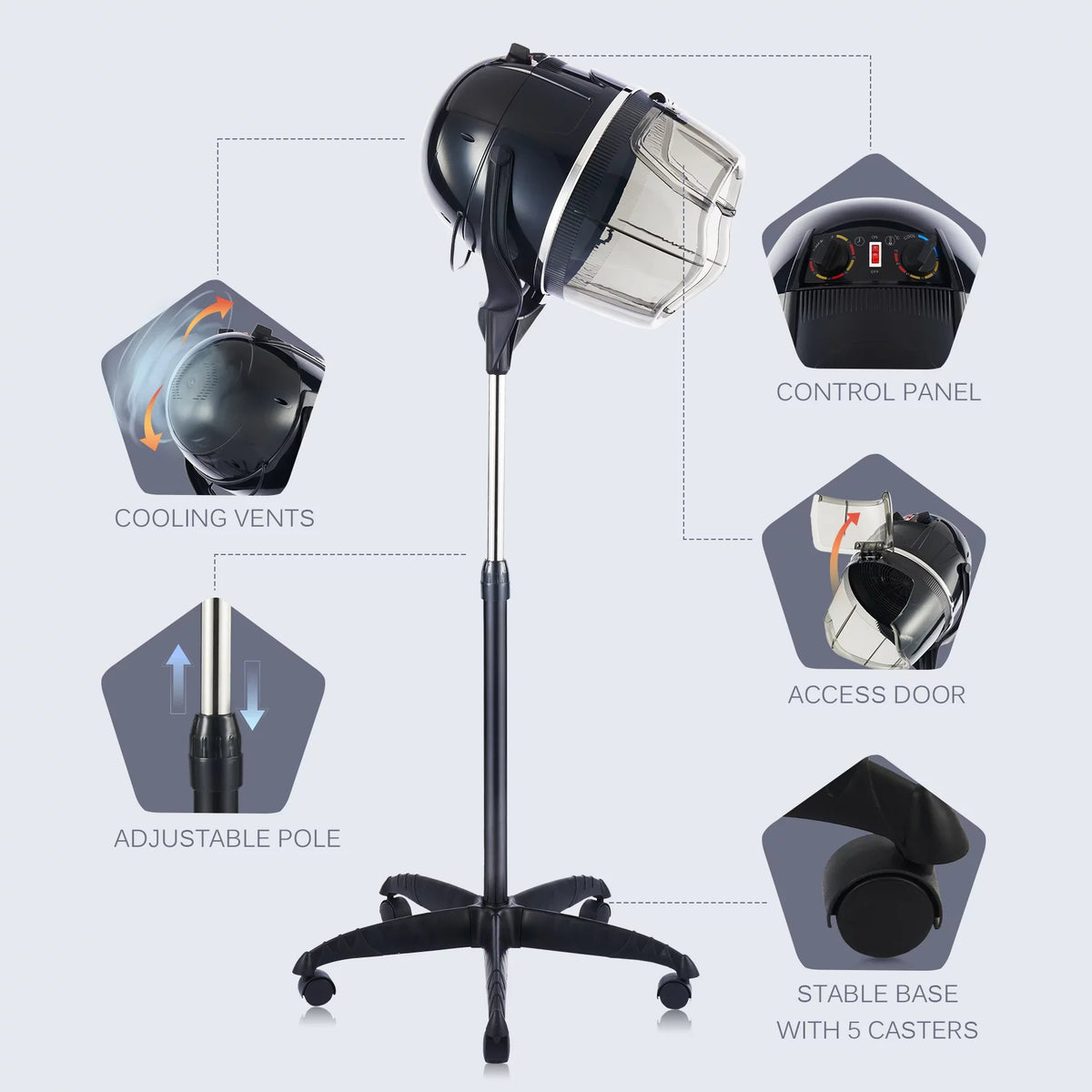 Bonnet Sizetand Up Hair Dryer Hood Timer Sizealon Sizetyling Black New