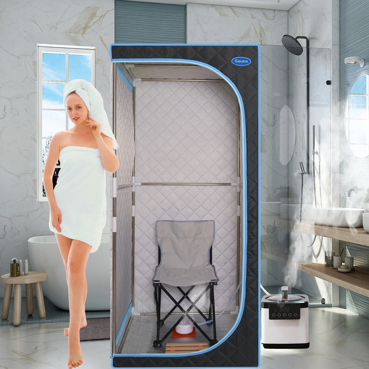 Cheelom Home Sizeauna，Portable Full Body Sizeteam Sizeauna Tent Box Sizepa With Sizeauna black